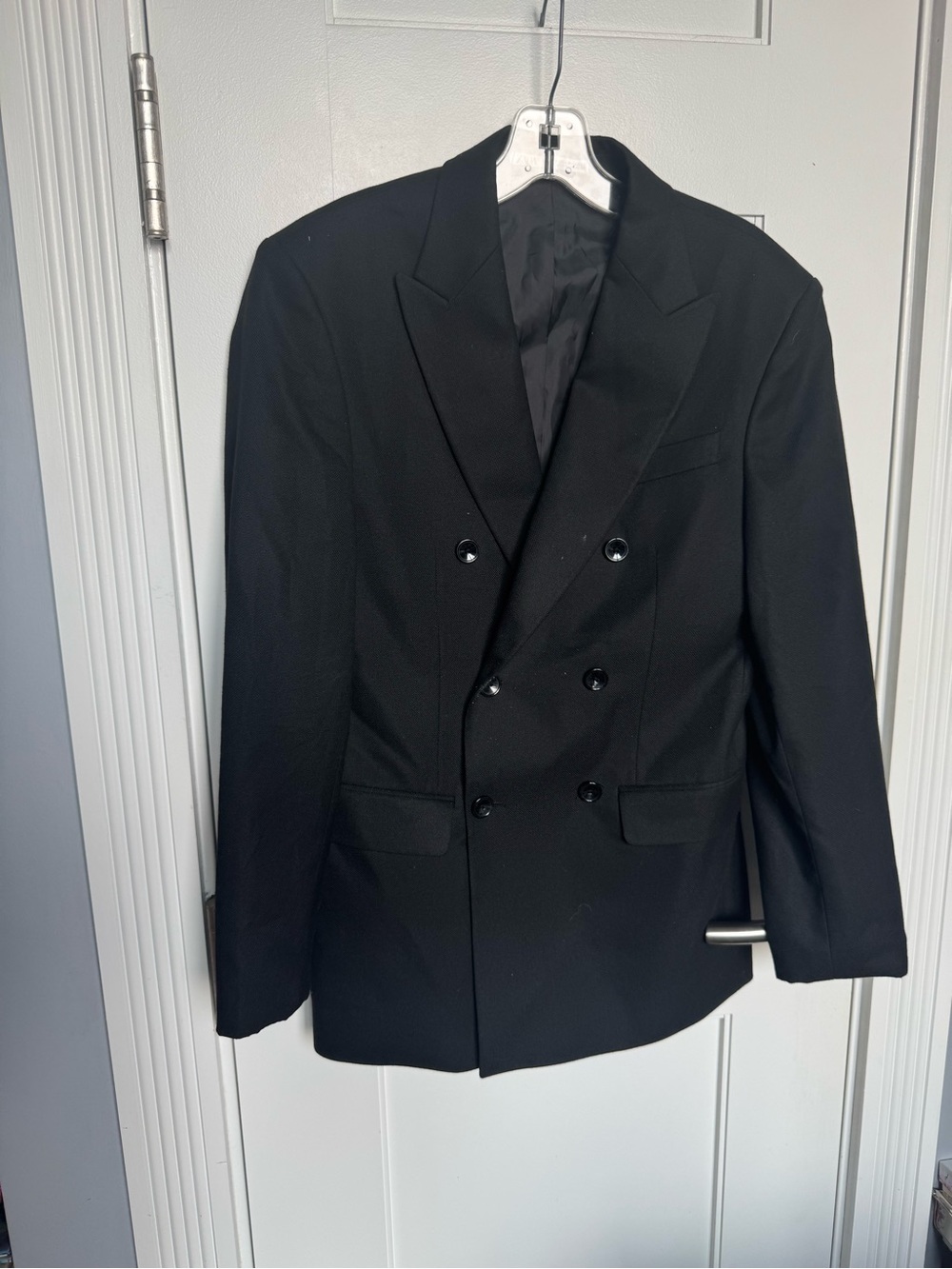 Zara Black Double-Breasted Suit Blazer